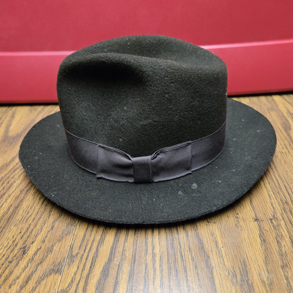 Betmar Dark Green Fedora Hat with Black Band